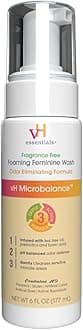 vH essentials Foaming Feminine Wash - Fragrance Free - Ph Balanced, Hypoallergenic, Prebiotics, Natural Botanical Extracts and Vitamins - Odor Eliminating Formula - 6 Fl Oz