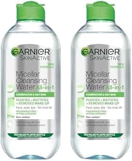 Micellar Cleansing Water For Combination Skin, Gentle Face Cleanser and Makeup Remover, Fragrance Free, Recognised By The British Skin Foundation, Use With Reusable Micellar Eco Pads, 400 ml