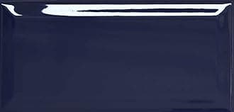 Metro Navy Blue Ceramic Wall Bathroom Tile Subway Brick Effect 100mm x 200mm Bevelled Edge Kitchen Tiles Gloss Finish 1m2 Box of 50