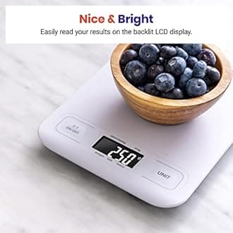 Etekcity Food Kitchen Scale, Digital Grams and Ounces for Weight Loss, Baking, Cooking, Keto and Meal Prep, LCD Display, Medium, White