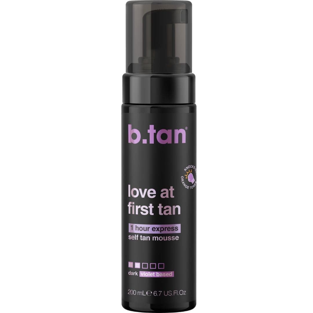 Violet Base Self Tanner Mousse | Love At First Tan - Best, 1 Hour Express Sunless Tanning Foam, Cancels Orange Tones, Dark Bronzing Glow, No Fake Tan Smell, Face & Body, 6.7 Fl Oz