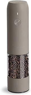 Electric Pepper Grinder, USB Rechargeable, Automatic Pepper Shaker, Adjustable Coarseness, Electric Pepper Mill, LED Light, Refillable, Kitchen Gadget (1-Pack, Greige)