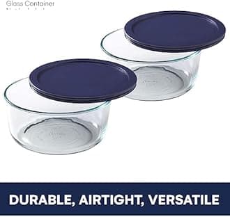 Wood Grip | Lids for Pyrex and Anchor Round Glass Containers | Lids For Pyrex Glass Containers | Replacement Lids (Blue, 2 Cups, 4 Pack)