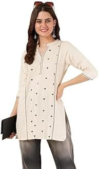 Women's Pure Cotton Embroidered Short Kurta Kurti