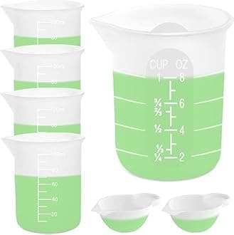 7 PCS Silicone Measuring Cups Kits,1 PCS 250ml Silicone Cups,4 PCS 100ml Non-Stick Mixing Cups,2 PCS 10ml Silicone Mold Cup Dispenser, for Casting Moulds,Jewelry Making,DIY,Crafts