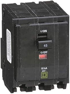 Square D Plug in Circuit Breaker, QO, Number of Poles 3, 45 Amps, 240VAC, Standard