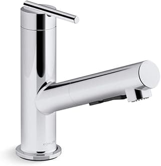 KOHLER 22976-CP Crue Pull-Out Kitchen Faucet, Pull Out Sprayer, Single-Handle, Pull Out Utility Faucet, Polished Chrome