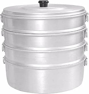 Radhna Indian Traditional Indian Aluminium Momos Steamer 8" With 4 Tier Water Capacity 2.3 Liters