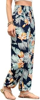 QIANXIZHAN Women's Harem Pants, High Waist Yoga Boho Trousers with Pockets