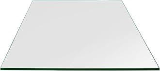 TroySys 12 Inch Square 1/4 Inch Thick Flat Polished Tempered Glass Table Top