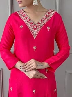 Naixa Women's Viscose Embroidered Straight Kurta with Pant and Dupatta Sets (NX-467)