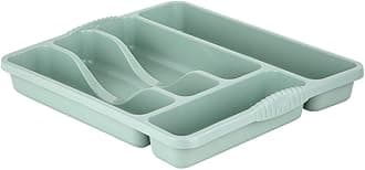 Wham Plastic Kitchen Cutlery Tray Organiser Rack Holder Drawer Insert Tidy Storage - Sage