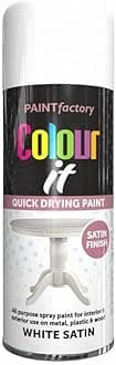 White Satin All Purpose Aerosol Spray Paint 250ml Quick Drying Spray, Fast Dry and Excellent Coverage for Metal, Wood, Plastic and More by Diva Gift