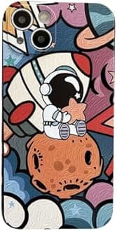 Compatible with iPhone X / XS Cute Case, Cool Cartoon Astronaut Planet Space Painting Design Stylish Soft TPU Bumper Shockproof Anti-Slip Protector Case (iPhone X / XS, Planet)