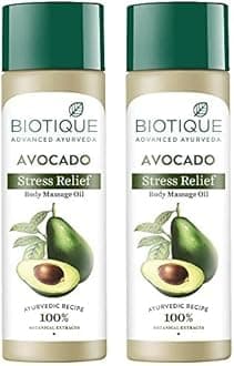 Biotique Cado Stress Relief Avocado Stress Relief Body Massage Oil | Heals and Hydrates dry skin | 100% Botanical Extracts | Suitable for All Skin Types | 200ml (Pack of 2)