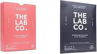 The Lab Co. Laundry Detergent Strips Sheets for Hand and Machine Washing 64 Loads & Laundry Detergent Strips Sheets Eco Ultra-Concentrated Non-Bio Relaxing Fragrance Cotton & Jasmine