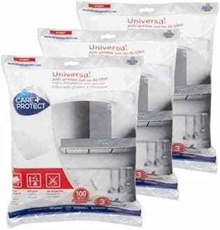 Care+Protect Anti-Grease Cooker Hood Filter - Universal - Cut-to-Size - Anti-Grease - Self-Extinguishing - Size 47x97 cm - Absorbency 100 g-sq-m, x3