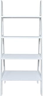 Casual Home 100% Solid Wood 4-Shelf Ladder Bookcase, Standard, 60" H, White