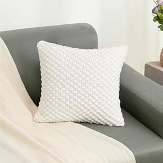 haus & kinder Decorative Embroidered Bubble Ivory Cushion Cover | Knitted Decorative Bubble Knit Cushion Cover for Sofa Living Room | 16'' X 16'' | 100% Cotton 210TC