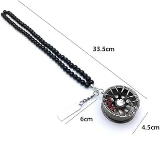 SEADEAR Car Rear View Mirror Pendant, Wheel Rim Car Charms with Bead Hanging Chain Car Rearview Mirror Accessories Car Decoration Interior Car Ornament Accessories Red