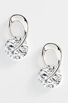 Women's Silver Plated Platinum Plated Stylish Crystal Stud Earrings - Silver (rrsd9826er)