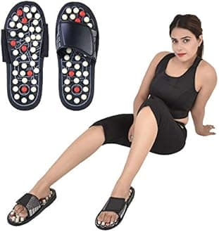 DAZIBAO® Reflexology Magnetic Therapy Spring Acupressure Paduka Accu Slippers for Full Body Blood Circulation Natural Paduka Slippers For Men and Women with Velcro Closure(Unisex)