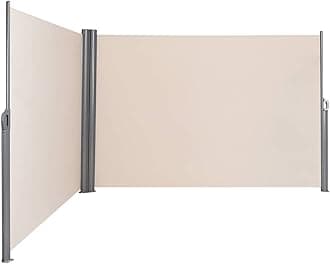 TANGZON Retractable Side Awning, Aluminum Outdoor Privacy Screen Fence with Convenient Handle, Garden Blind Privacy Divider Wind Breaker for Patio Balcony Terrace (600 x 180cm, Beige)
