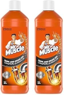 Mr. Muscle Sink and Drain Gel Cleaner, Clear Blocked Sinks Fast, Works In 5 Minutes, 1L (Pack of 2)