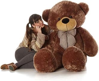 AVSHUB Teddy Bear with Neck Bow for Girls, Soft Toys for Girls & Kids Furry Soft Stuffed Spongy Plush Toy for Special Occasion Birthday, Anniversary, Valentine's Day (6 Feet) (Brown)