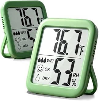 Humidity Gauge, 2 Pack Max Indoor Thermometer Hygrometer Humidity Meter Temperature and Humidity Monitor with Dual Sensors for Bed Room, Pet Reptile, Plant, Greenhouse, Basement, Humidor, Guitar