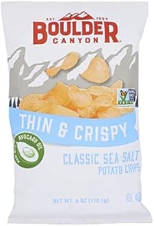 Boulder Canyon Thin & Crispy Classic Sea Salt Potato Chips, 6 OZ (Pack of 12)