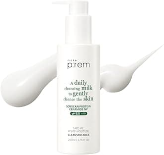 MAKE P:REM Safe me. Relief Moisture Cleansing Milk (6.76 fl.oz./200ml), Sub-Acidic pH 5.5 Mild Gentle Makeup Remover Skin Cleanser, Great for Sensitive Skin, Moisturising