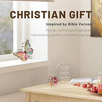 アクリル製 クリスチャンギフト 女性へのインスピレーションを与えるギフト 聖書の言葉付き 宗教的ギフト 聖書の贈り物 女性や友人への記念品ギフト (十字架)