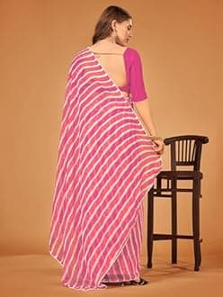 Ready to wear Pre draped Prestitched one min readymade Designer Parywear saree with Unstitch Blouse (Pinkwhite)