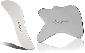 Vintageware® Stainless Steel Gua Sha Combo – R-Shape & S-Shape Tools | Face & Body Massage | Pain Relief, Skin Tightening & Lymphatic Drainage