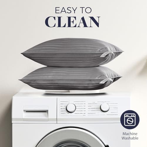 Basic Beyond King Size Pillows for Sleeping - Soft Down Alternative Pillows Luxury Hotel Collection Bed Pillows Set of 2, Grey, 20x36 Inches