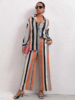 Leriya Fashion Ethnic Co Ord Set || Frenchy Striped & Geo Print Co-Ord Set for Women | Casual Wear for Women | Kurti Pant Set || Kurti Pant Set for Women