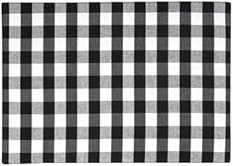 Urban Villa Black Cotton Placemats 14''x20'' Rectangular Oversized Set of 6 for Family Dinners Wedding Parties