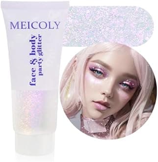 MEICOLY Fine Face Body Glitter,Holographic Color Changing Glitter Gel for Body,Face,Hair,Lip,Eye,Long Lasting Self-Adhesive Sequins Glitter Face Paint Makeup,Sparkling Pink,50ml