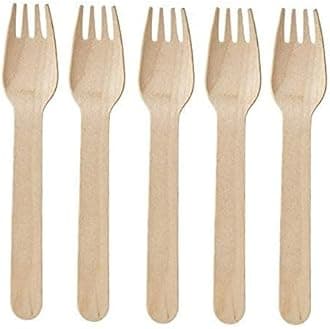 [ Pack of 100pcs, 140mm] Disposable Wooden Forks | Wooden Dining Tableware Fork Set | Ideal for Birthday, Wedding, Events & Party