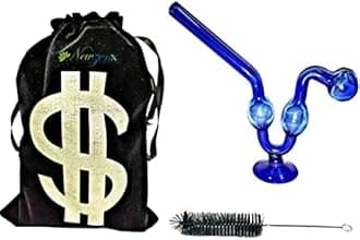 Glass Oil Burner Honey Pipe Blue with Stand (12mm/6 Inch) Included Velvet Pouch & Accessories