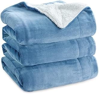Bedsure GentleSoft Sherpa Fleece Blankets King Size for Bed - Thick and Warm Throw for Women and Men, Soft Fuzzy Plush King Blanket for Winter, Non-Heated, Washed Blue, 108x90 Inches