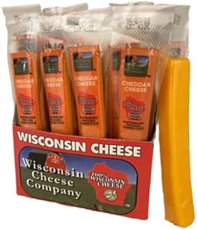 Wisconsin Cheese Company - 100% Wisconsin Cheddar Cheese Sticks, 1 oz. (24 Pack) Single Serve Snack Cheese Sticks | Low Carb & Keto-Friendly | Locally Sourced Wisconsin Cheese | Great for Travel