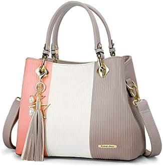 Handbags for Women with Multiple Internal Pockets in Pretty Color Combination (Extra Large - Red)