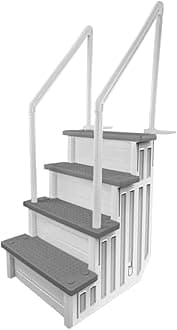 Aqua Select Anti-Slip in-Pool Steps | White/Gray Steps | for Above Ground Swimming Pools | Can Mount to Decks 48" to 54" H | Safety Stairs Capacity Up to 250 lbs