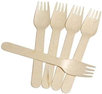 [ Pack of 50pcs, 160mm] Disposable Wooden Forks | Wooden Dining Tableware Fork Set | Ideal for Birthday, Wedding, Events & Party