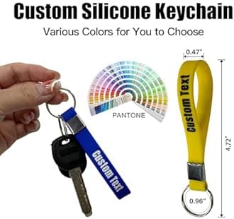 50 Personalized Silicone Keychains for Backpack Key Cellphone, Custom Silicone Keyrings CustomText/Icon for Adults