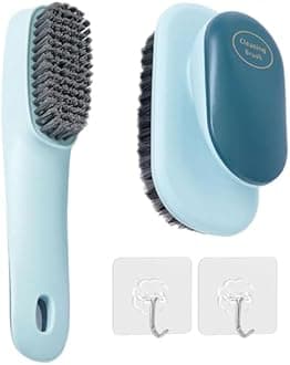Pack 2 Cleaning Shoe Brush Cleaning Clothes Brush, Household Scrubbing with 2 Pcs Adhesive Hooks