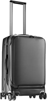 Roller Pro Carry-On, Black, Expandable Small Suitcase with Wheels, Carbon Fiber Handle, Drawbridge Opening, Hybrid Soft/Hard Shell, Custom Hardware, Fits XL Camera Cube or Packing Cubes