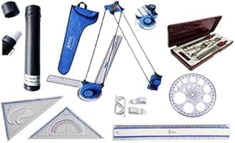 Topcon Engineering Combo (Premium Mini Drafter, Deluxe Sheet Container, Geometry Box (5 Parts), Set Square, Pro Circle, Ruler, 4 Drawing Board Clips) Set of 7 Items